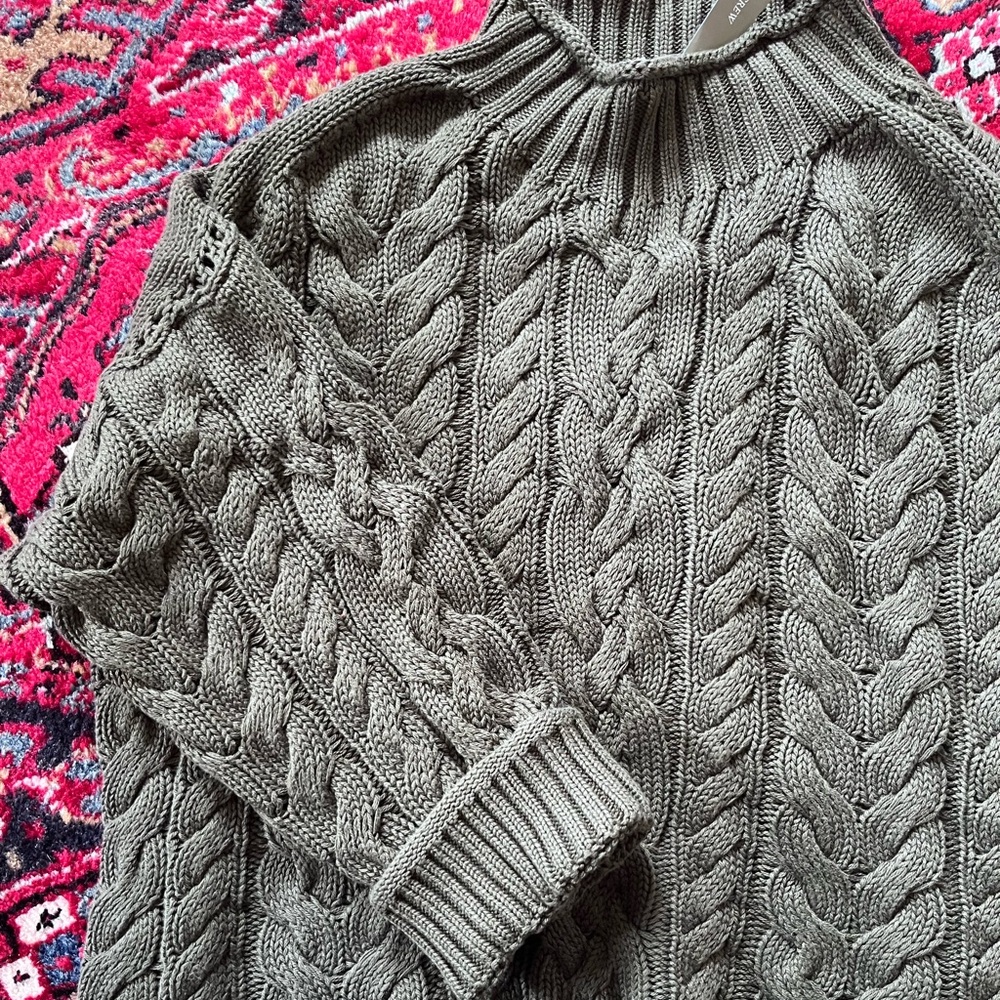 J. Crew Olive Cable-Knit Rollneck Sweater - Picture 6 of 8
